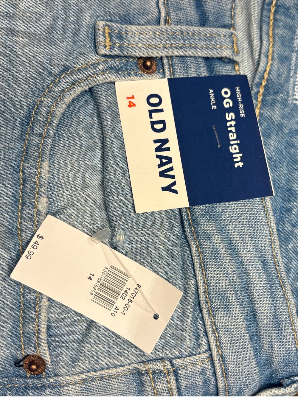 Old Navy Light Blue Straight-Leg High-Rise Jeans